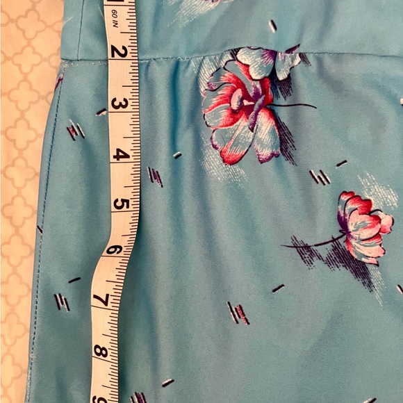 Vintage 1970s Blue Floral Geometric Print Dress | Plus Size | Soft Stretch - Picture 12 of 12